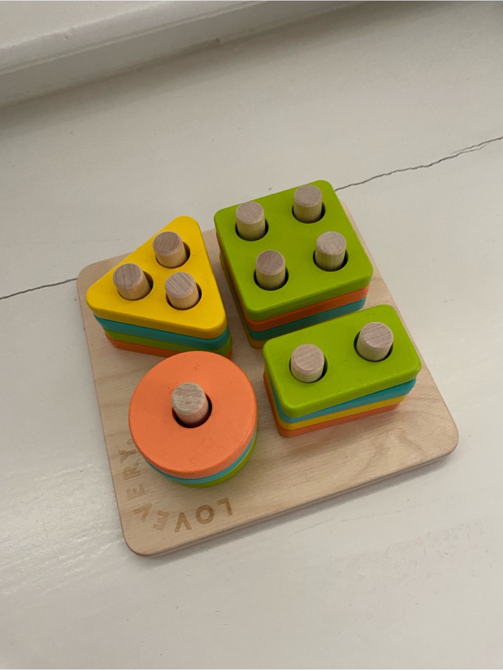 Lovevery Wooden Shape Stacking Toy - Colorful Kids Puzzle